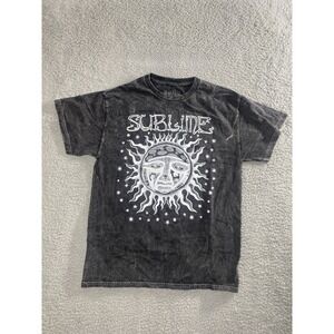 Sublime Classic Sun Black Gray Acid Wash Graphic‎ Print Shirt Unisex Size Medium